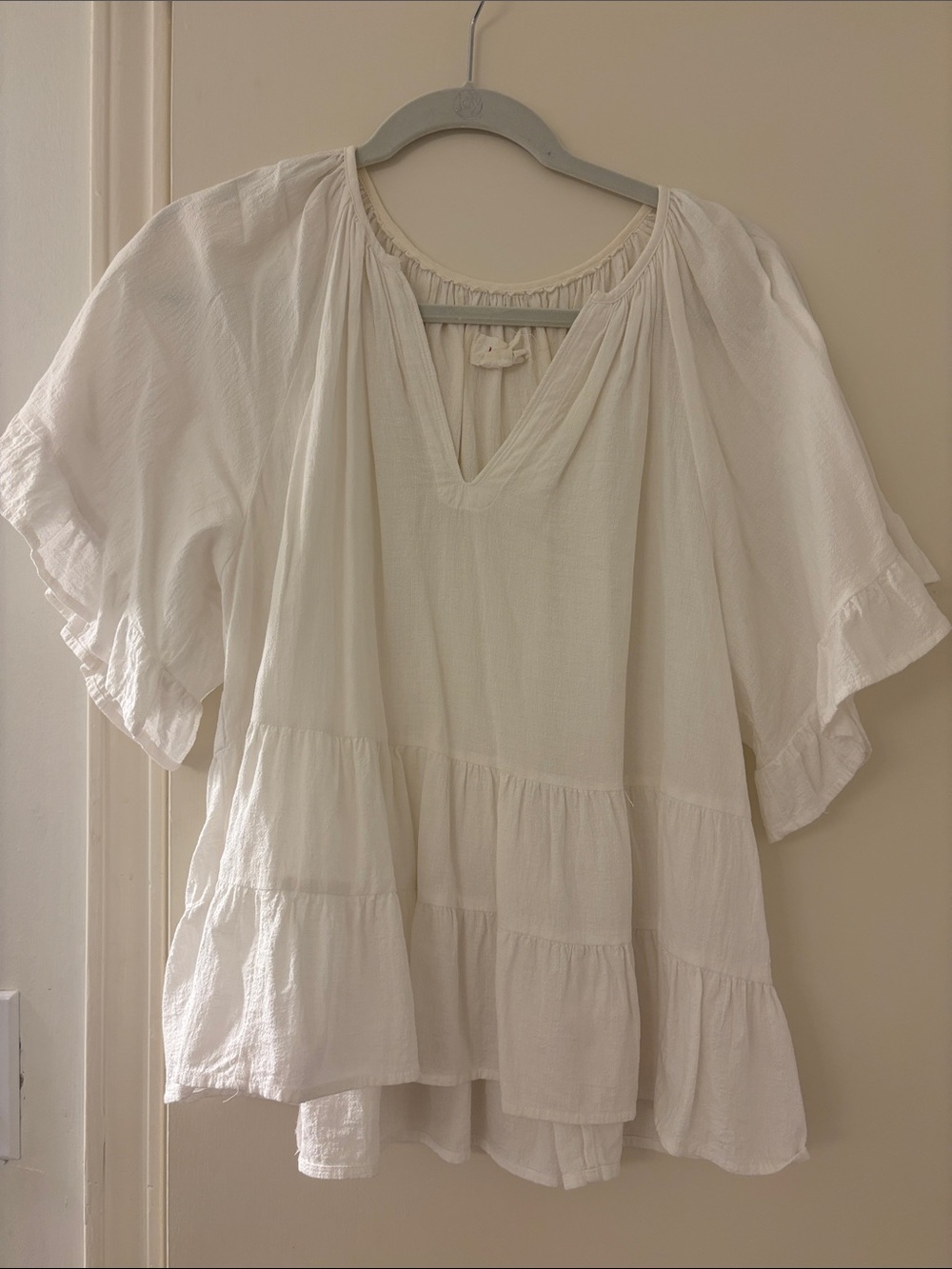 Anthropologie Tiered V-Neck Peasant Tunic